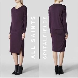All Saints Rubie Long sleeve Dress in purple